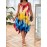 Plus Size Tie Dye Print Slip Dress, Casual Irregular Hem Crew Neck Dress For Spring & Summer, Women's Plus Size Clothing