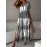 Plus Size Tie Dye V Neck Split Dress, Vacation Style Short Sleeve Dress For Spring & Summer, Women's Plus Size Clothing