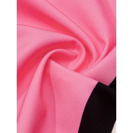 Plus Size Colorblock Print Slim Dress, Casual Short Sleeve Dress For Spring & Summer, Women's Plus Size Clothing