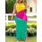 Plus Size Colorblock Split Tank Dress, Casual Crew Neck Sleeveless Dress For Summer, Women's Plus Size Clothing