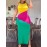 Plus Size Colorblock Split Tank Dress, Casual Crew Neck Sleeveless Dress For Summer, Women's Plus Size Clothing