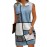 Plus Size Colorblock Print Tank Dress, Casual Notch Neck Sleeveless Dress, Women's Plus Size Clothing