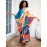 Plus Size Allover Print Loose Kaftan Dress, Casual V Neck Batwing Sleeve Coverup Maxi Dress, Women's Plus Size Clothing