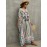Women's Human Cotton Beach Cover-up Bohemian Positioning Printed Holiday Robe Dress V-Neck Loose Large Size Swimwear Cover-up Ethnic Style Casual Home Holiday Dresses