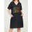Plus Size Womens Ombre Letter Print Dress - Casual, Short Sleeve, V Neck, Medium Stretch, Flattering Loose Fit with Handy Pockets - Trendy & Comfortable Everyday Wear