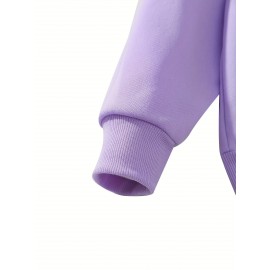 Plus Size Casual Sweatshirt, Women's Plus Slogan Print Long Sleeve Drawstring Hooded Pullover Sweatshirt With Kangaroo Pockets, Casual Tops For Fall & Winter, Plus Size Women's Clothing