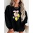 Plus Size Lemon Print Sweatshirt, Casual Crew Neck Long Sleeve Pullover Sweatshirt For Fall & Spring, Women's Plus Size Clothing