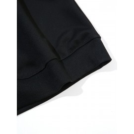 Plus Size Letter Print Sweatshirt, Crew Neck Casual Sweatshirt For Fall & Winter, Women's Plus Size Clothing