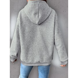 Plus Size Butterfly Print Hoodie, Casual Kangaroo Pocket Drawstring Long Sleeve Hooded Sweatshirt, Women's Plus Size Clothing