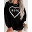 Plus Size Heart Print Sweatshirt, Casual Crew Neck Long Sleeve Pullover Sweatshirt For Fall & Spring, Women's Plus Size Clothing