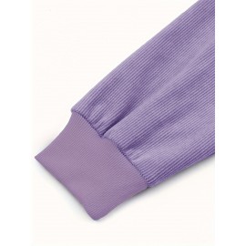 Plus Size Heart Print Sweatshirt, Casual Crew Neck Long Sleeve Pullover Sweatshirt For Fall & Spring, Women's Plus Size Clothing