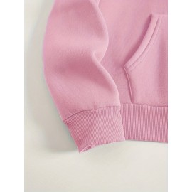 Plus Size FAITH Print Kangaroo Pocket Hoodie, Casual Long Sleeve Drawstring Hoodies Sweatshirt For Spring & Fall, Women's Plus Size Clothing