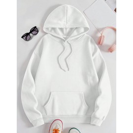 Plus Size Spider Web Print Kangaroo Pocket Hoodie, Casual Long Sleeve Drawstring Hoodies Sweatshirt For Spring & Fall, Women's Plus Size Clothing