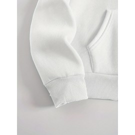 Plus Size Spider Web Print Kangaroo Pocket Hoodie, Casual Long Sleeve Drawstring Hoodies Sweatshirt For Spring & Fall, Women's Plus Size Clothing