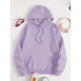 Plus Size Spider Web Print Kangaroo Pocket Hoodie, Casual Long Sleeve Drawstring Hoodies Sweatshirt For Spring & Fall, Women's Plus Size Clothing