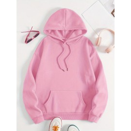 Plus Size Spider Web Print Kangaroo Pocket Hoodie, Casual Long Sleeve Drawstring Hoodies Sweatshirt For Spring & Fall, Women's Plus Size Clothing