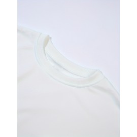 Plus Size NOPE Print Pullover Sweatshirt - Soft Slight Stretch Polyester Crew Neck Long Sleeve Casual Top - Cartoon Patterned Positioning Printing for Fall/Winter Season