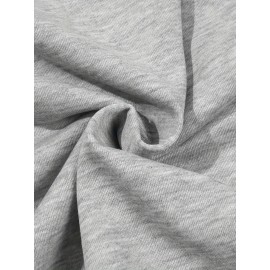 Plus Size NOPE Print Pullover Sweatshirt - Soft Slight Stretch Polyester Crew Neck Long Sleeve Casual Top - Cartoon Patterned Positioning Printing for Fall/Winter Season