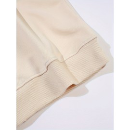 Plus Size Cartoon Print Crew Neck Pullover Sweatshirt - Soft Slight Stretch Polyester Material, Casual Long Sleeve Fall/Winter Wear, Hand Wash Only, Positioning Printing, Knit Fabric - Womens Cozy Autumn/Winter Casual Clothing