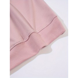 Plus Size Cartoon Bunny Print Pullover Sweatshirt - Soft Slight Stretch Polyester Crew Neck Casual Top for Fall and Spring - Womens Cozy Knit Fabric Clothing with Positioning Printing