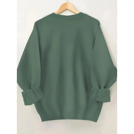 Plus Size Skeleton Print Sweatshirt, Casual Crew Neck Long Sleeve Pullover Sweatshirt, Women's Plus Size Clothing