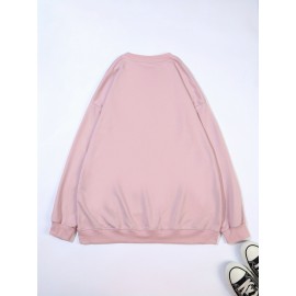 Plus Size Skeleton Print Sweatshirt, Casual Crew Neck Long Sleeve Pullover Sweatshirt, Women's Plus Size Clothing