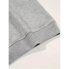 Plus Size Cartoon Bunny Print Pullover Sweatshirt - Soft Slight Stretch Polyester Crew Neck Casual Top for Fall and Spring - Womens Cozy Knit Fabric Clothing with Positioning Printing