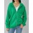 Plus Size Solid Color Hooded Sweatshirt, Casual Long Sleeve Zipper Front Pockets Drawstring Sweatshirt For Spring & Fall, Women's Plus Size Clothing