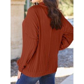 Full Size Ribbed Exposed Seam Mock Neck Knit Top