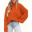 Plus Size Solid Color Crew Neck Sweater, Casual Lantern Long Sleeve Sweater For Fall & Winter, Women's Plus Size Clothing