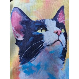 Plus Size Cat Pattern Knit Sweater, Casual Long Sleeve Crew Neck Pullover Top For Fall & Winter, Women's Plus Size Clothing