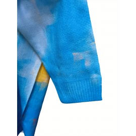 Plus Size Cat Pattern Knit Sweater, Casual Long Sleeve Crew Neck Pullover Top For Fall & Winter, Women's Plus Size Clothing