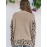 Plus Size Leopard Pattern Crew Neck Sweater, Casual Split Long Sleeve Sweater For Fall & Winter, Women's Plus Size Clothing