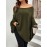 Plus Size Rib Knit Off Shoulder Batwing Sleeve Loose Fit Sweater, Women's Plus High Stretch Casual Sweater