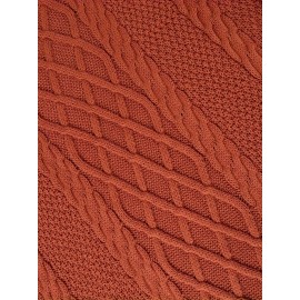 Plus Size Solid Cable Knit Sweater Dress, Casual Long Sleeve Crew Neck Loose Fit Sweater Dress, Women's Plus Size Clothing