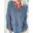 Plus Size Solid Color Open Knit Top, Causal Drop Shoulder Long Sleeve V Neck Top, Women's Plus Size Clothing