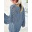 Plus Size Solid Color Open Knit Top, Causal Drop Shoulder Long Sleeve V Neck Top, Women's Plus Size Clothing