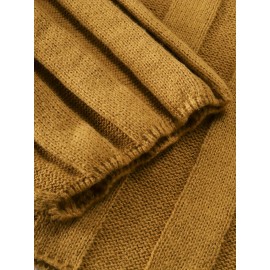 Plus Size Solid Sweater Two-piece Set, Crew Neck Long Sleeve Top & Skirt Outfits, Women's Plus Size Clothing