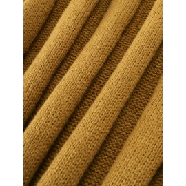 Plus Size Solid Sweater Two-piece Set, Crew Neck Long Sleeve Top & Skirt Outfits, Women's Plus Size Clothing