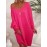 Plus Size Solid Color Sweater Dress, Casual Long Sleeve V Neck Dress For Fall & Winter, Women's Plus Size Clothing