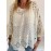 Plus Size Solid Cut Out Knitted Top, Casual Crew Neck 3/4 Sleeve Top, Women's Plus Size Clothing