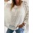 Plus Size Solid Cut Out Knitted Top, Casual Crew Neck 3/4 Sleeve Top, Women's Plus Size Clothing
