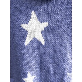Plus Size Casual Sweater, Women's Plus Star Print Long Sleeve Drawstring Hoodie Sweater With Pockets