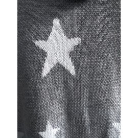 Plus Size Casual Sweater, Women's Plus Star Print Long Sleeve Drawstring Hoodie Sweater With Pockets