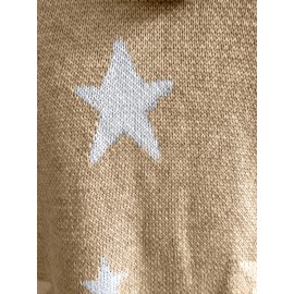 Plus Size Casual Sweater, Women's Plus Star Print Long Sleeve Drawstring Hoodie Sweater With Pockets