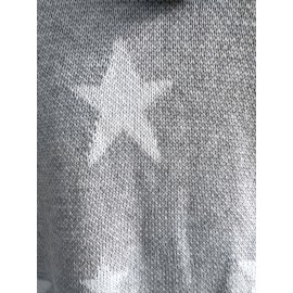 Plus Size Casual Sweater, Women's Plus Star Print Long Sleeve Drawstring Hoodie Sweater With Pockets