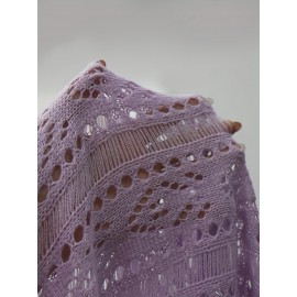 Plus Size Solid Knitted Top, Elegant Cut Out V Neck Crochet Top, Women's Plus Size Clothing