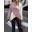 Plus Size Twist Front Colorblock Sweater, Casual Long Sleeve V Neck Sweater For Fall & Winter, Women's Plus Size Clothing
