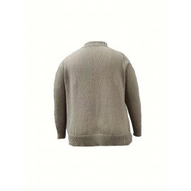 Cozy Plus Size Solid Mock Neck Sweater - Stylish Long Sleeve for Chic Winter Wear - Perfectly Designed for Curvy Womens Fall & Winter Closet