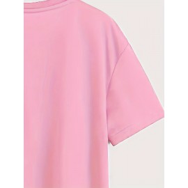 Plus Size Floral Print T-Shirt, Casual Crew Neck Short Sleeve T-Shirt, Women's Plus Size Clothing